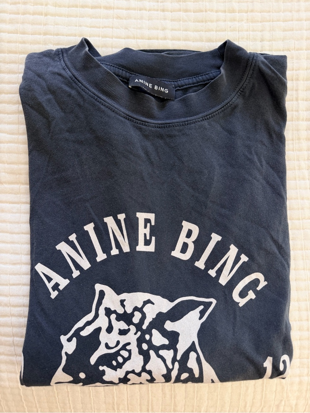 Anine Bing Washed Charcoal Collegiate Leopard Avi Tee